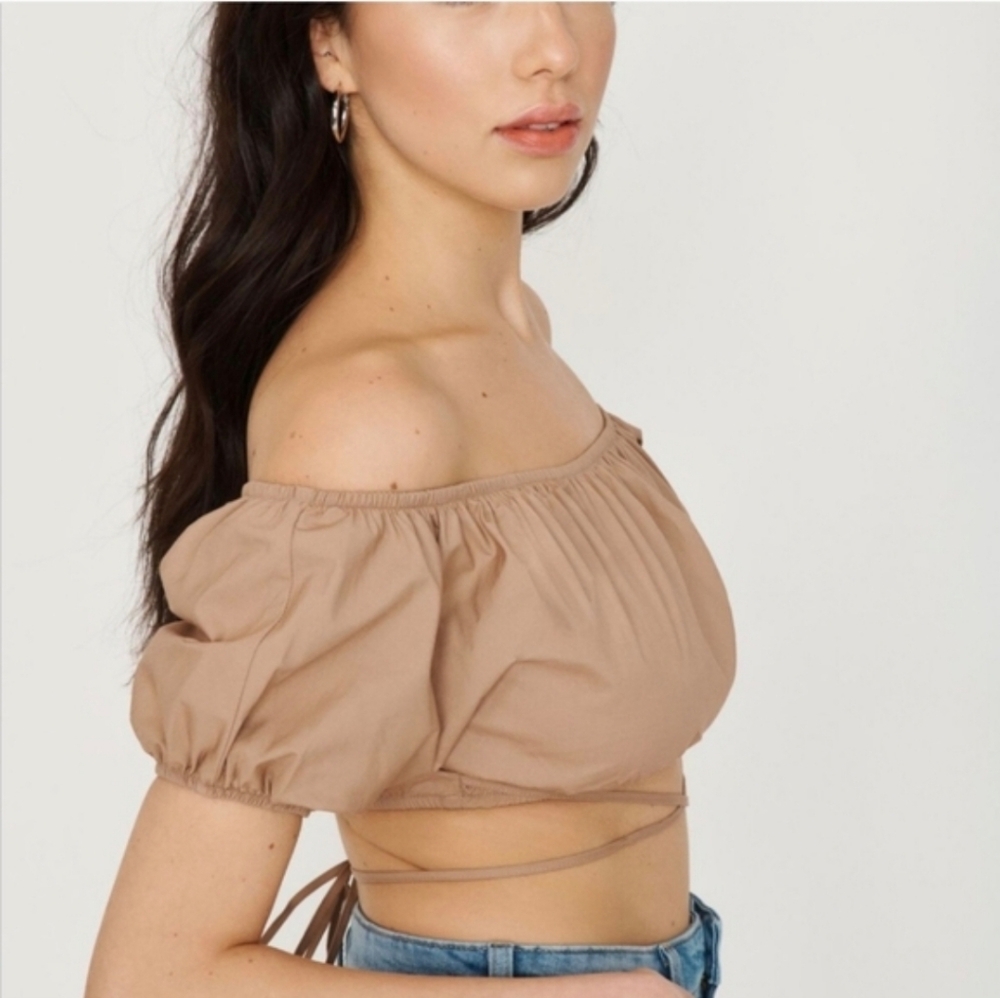 Garage Top Off The Shoulder Bubble Top Small Wrap Cottagecore Indie - Picture 2 of 9